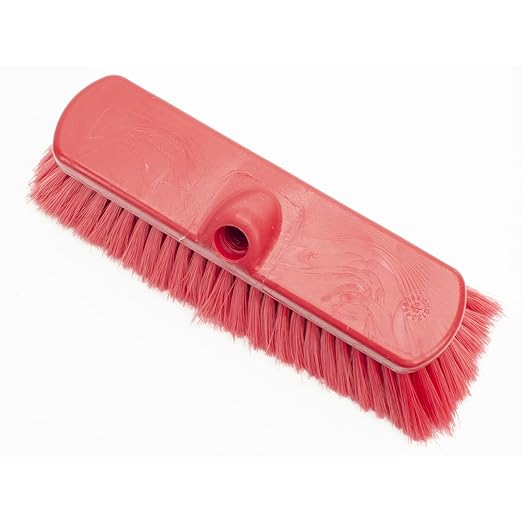 SPARTA 41278EC05 Flo-Thru Plastic Wall Scrub Brush, Equipment Brush With Soft Nylex Bristles For Industrial Kitchens, Hospitals, Commercial Cleaning, 4 Inches, Red