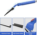 COBETE Floor Scrubber Grout Brush with 16.92IN Large Floor Rubber Squeegee, V-Shaped Scrub Brush and Foam Squeegee Collaborate Cleaning For Tiles, Marble, Glass in Bathrooms, Kitchen,Garages, Pet Hair