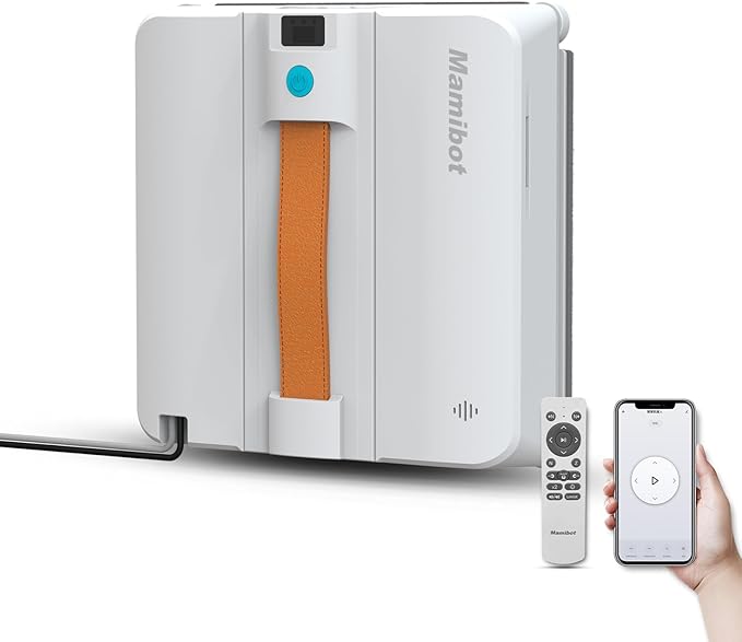 Mamibot W120-DP Window Cleaning Robot for High-Rise Glass - 3200Pa Strong Suction, Multiple Cleaning Modes,4 Water Spray Nozzles,Edge Detection Technology,App&Remote Control(Blue)