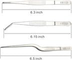 Stainless Steel Tweezers Set, For Small Gardening and Kitchen, Multi-Purpose Tools. (3Pcs, 6.15Inches / 6.3Inches / 6.5Inches)