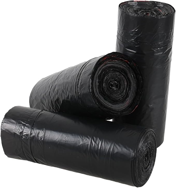 Tall Kitchen Drawstring Trash Bags, 10 Gallon, Heavy Duty Garbage Bag Unscented, 110 Count, Black, F