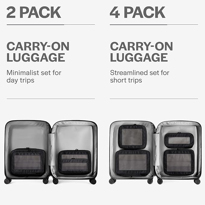 Compression Packing Cubes for Travel - Luggage Organizer Bags - Double Zipper Packing Cubes for Suitcases (2-Pack, Black)
