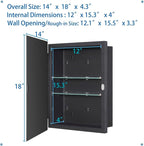 Black Bathroom Medicine Cabinet with Beveled Edge Mirrored Door 14 x 18 inch, Recessed or Surface Mount, with Adjustable Glass Shelves
