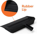 Superio Wide Plastic Dustpan with Comb - 16" Wide, Rubber Lip, Broom Handle Clip, Black