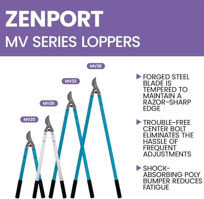 Zenport MV20 Professional Tree Lopper, Vine and Light Tree, 2-Inch Cut, Forged Head, 20-Inch Long