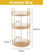 Asayuee 360 Rotating Makeup Organizer for Vanity,3 Tier Large Capacity Vanity Storage,Skincare Perfume Spinning Organizer,Bathroom Cosmetics Storage Makeup Stand Organizer (Gold-3 Tier)