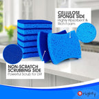 Orighty Non-Scratch Cellulose Scrub Sponges 24 Pack, Kitchen Sponges for Kitchen, Bathroom, and Household, Dual Side Sponge for Dishes, Non-Scratch Sponge Safe on Non-Stick Cookware, Car and More