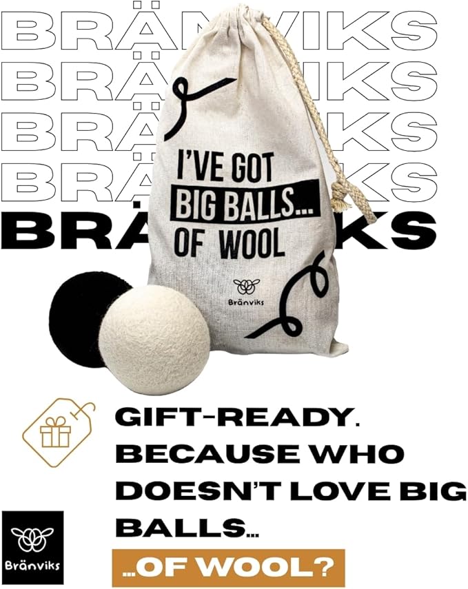 Wool Dryer Balls for Laundry – 6 XL (White & Black Set) – 100% New Zealand Wool – Natural, Reusable & Eco-Friendly Fabric Softener Alternative