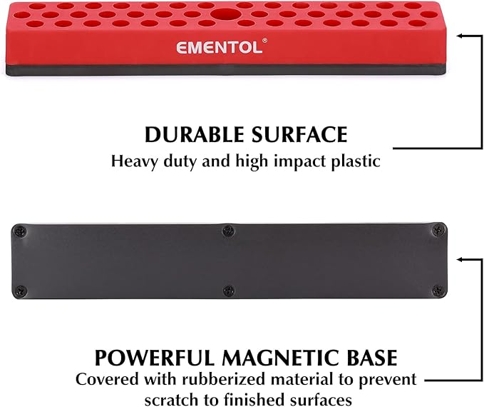 EMENTOL 2PCS 1/4" Magnetic Bits Holder Set - Red and Blue, 86PCS Hole, Bit Organizer with Strong Magnetic, Magnetic Bits Organizer, 2 Pieces