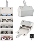 5 Slots Sunglasses Organizer With Hook, Sunglasses Travel Case, Eyeglasses Holder, Multiple Glasses Case for Women Men(COLOR:Grey)