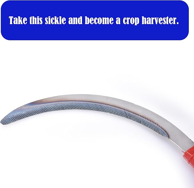 1pce 300mm/11.81in Carbon Steel Billhook Brush Clearing Sickle for Grass,Weeding Tools for Garden,Curved Sawtooth Sickle,Machete Axe for Cutting Trees,Steel Blade Knife in Hand