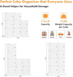 C&AHOME Cube Storage Organizer with Doors, 8-Cube Shelf, Closet Cabinet, DIY Plastic Modular Bookshelf, Storage Shelves Ideal for Bedroom,Living Room,24.8" L × 12.4" W × 48.4" H Milky UGSHS3008M