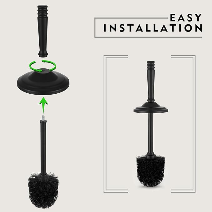 Black Toilet Brush and Holder Set, Stainless Steel Toilet Brush for Bathroom,Heavy Duty Black Toilet Bowl Brush and Holder,Deep Cleaning Modern Toilet Cleaner Brush -Space Saving, Covered Brush