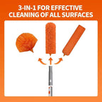 Ceiling Fan Cleaner Duster with 72‘’ Extendable Long Handle Cleaning Duster Kit, Reusable Chenille & Microfiber Mop Head for High Ceiling Fan Blade Wall Blinds Cobweb