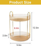 Asayuee 360 Rotating Gold Makeup Organizer,2 Tier Large Capacity Rotating Makeup Organizer,SkincarePerfume Organizer,Bathroom Cosmetics Storage Organizer Countertop (Gold-2 Tier)