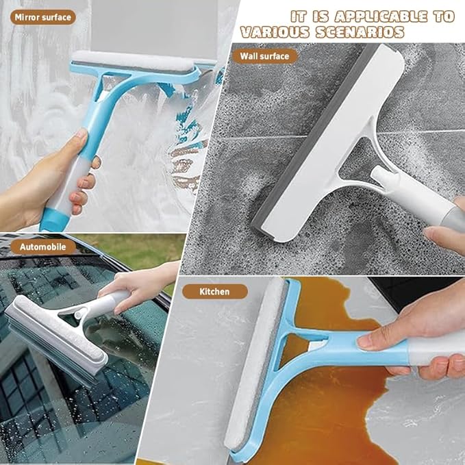 3 in 1 Spray Squeegee, 3 in 1 Window Cleaning Scraper, Window Squeegee with Sprayer for Home, Car, Tiles & Glass (White)