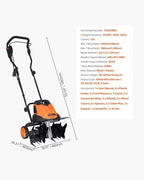 VEVOR 12 Amp Electric Tiller, 18" Tilling Width 3.94" Tilling Depth Corded Electric Tiller/Cultivator, Steel Mn Tines, Rototiller for Garden Lawn Soil Digging