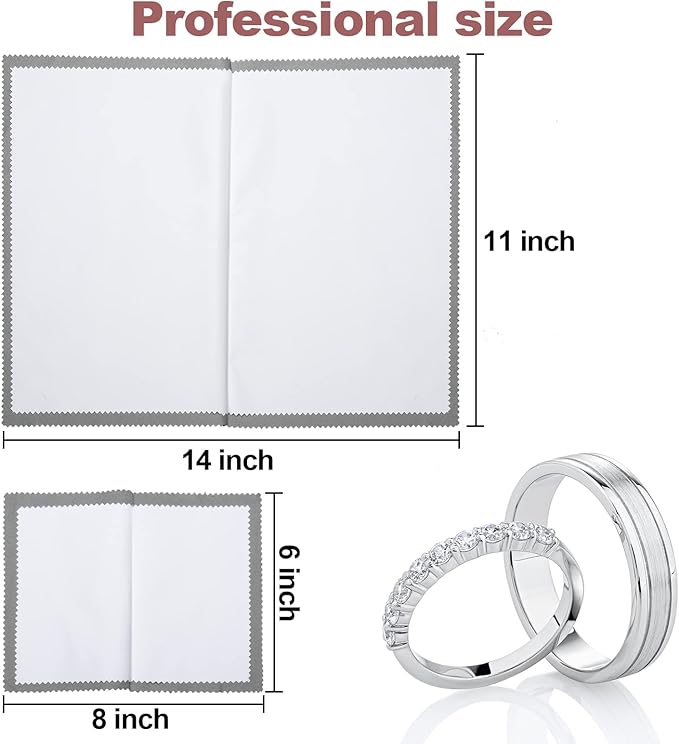 PINGMIC 6 Jewelry Cleaning Cloth, Professional Silver Polishing Cloth for Jewelry Sterling Silver Gold Platinum Copper Diamond, Multi-Layer polishing Cloths (11'' x 14'' * 2 Pcs, 4'' x 8'' *4 Pcs)