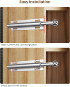 Supforce 14" Valet Rod for Closet Pull Out, Retractable Slide Out Valet Rod Closet Organization, Aluminum Valet Clothing Hanger Rods Perfect for Suits, Dresses & Freshly Pressed Clothes, White