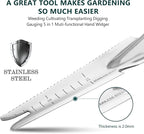 Berry&Bird Garden Hand Weeding Trowel, Stainless Steel Weeder Tool for Gardening with Wooden Handle, Multifunctional Manual Weed Puller & Digging Knife for Planting Transplanting Cutting Measuring