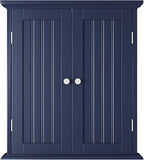 ChooChoo Bathroom Wall Cabinet, Over The Toilet Space Saver Storage Cabinet, Medicine Cabinet with 2 Door and Adjustable Shelves, Cupboard, Navy Blue