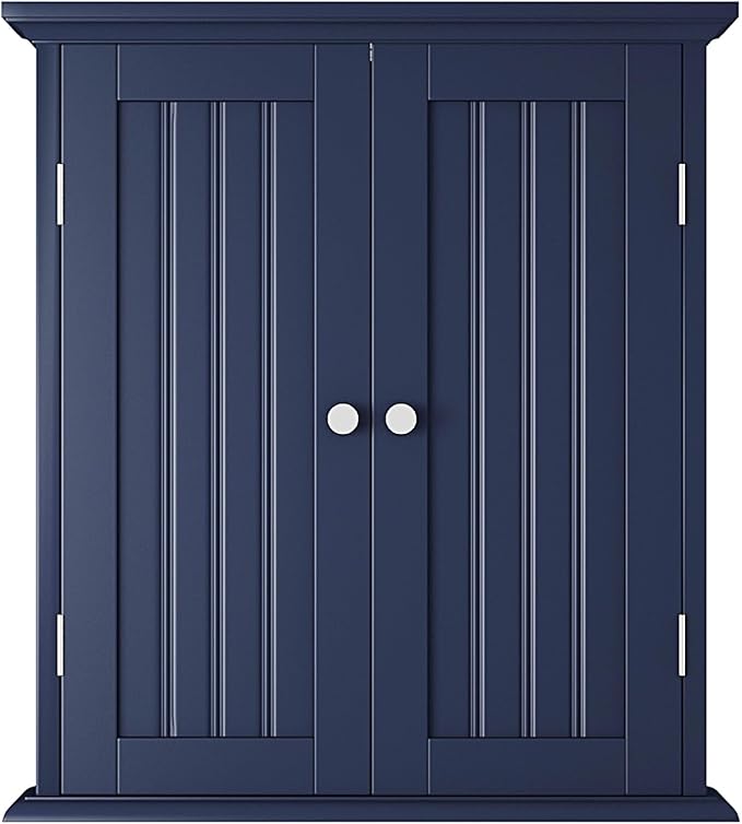 ChooChoo Bathroom Wall Cabinet, Over The Toilet Space Saver Storage Cabinet, Medicine Cabinet with 2 Door and Adjustable Shelves, Cupboard, Navy Blue