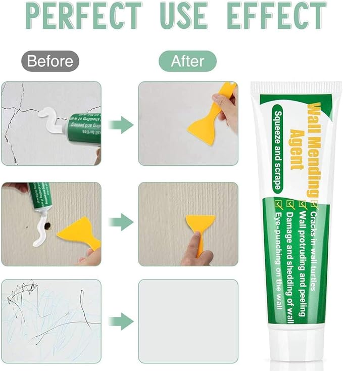 Indoor Safe & Odorless Wall Hole Repair Mixture – Quick-Dry with Scraper, Fast Fills Cracks for Smooth Paint-Ready Walls (Wall Repair Paste 1 Pack)