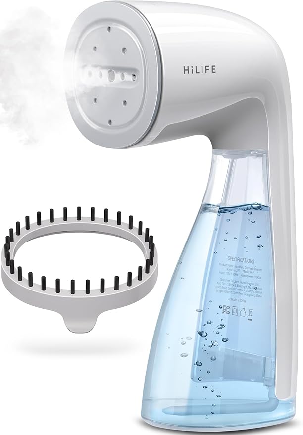 HiLIFE Steamer for Clothes, Handheld Clothes Steamer with Large 300ml Tank, 1100W Strong Power, 30S Fast Heat-up, Garment Fabric Wrinkle Remover, Portable & Compact Travel Size ONLY FOR 120V (White)