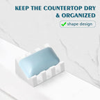 Self Draining Soap Dish Holder,Silicone Soap Dish,for Bathroom,Kitchen, Sponges，Can Extend Soap Life，Keep Soap Bars Dry and Easy Cleaning (White,2-Pack)