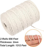Vivifying Butchers Twine, 2pcs x 656 Feet 2mm Food Safe Cotton Bakers String for Tying Meat, Trussing Turkey, Making Sausage, Roasting, Cooking and Packing(Beige)