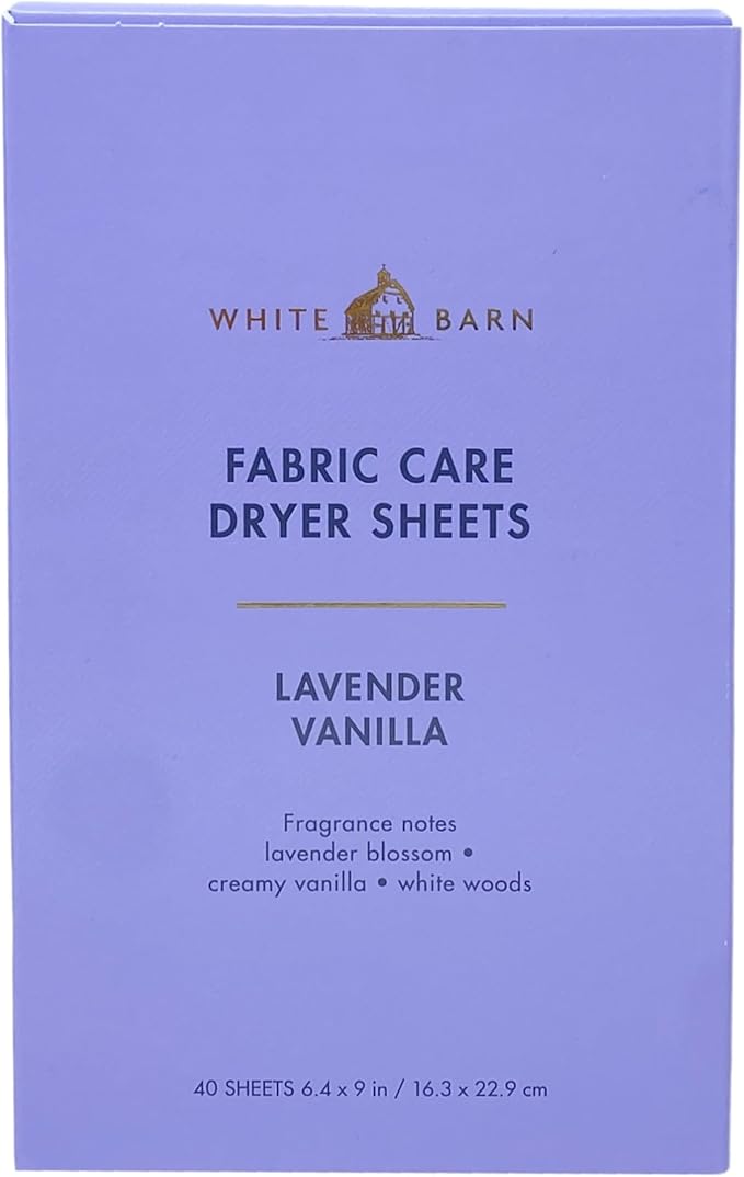 Bath & Body Works Lavender Vanilla Fabric Care Dryer Sheets - Box of 40 sheets - with a Natural Oats Sample Soap
