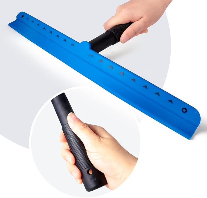 FOSHIO 15 inch Blue Windshield Squeegees, All-Purpose Streak-Free Silicone Squeegee for Window, Bathroom, Glass Shower Doors, Mirror, Car Window