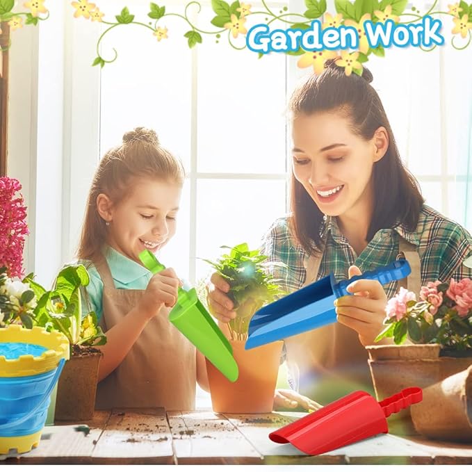 3 PCS Thick 9" Beach Shovel Spade Scoop Trowel Sand Toys for Kid Toddler Adult, Plastic Heavy Duty Garden Digging Planting Shovel Tool Kit Sandbox Toys Gift Set Party Favor