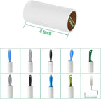 Lint Roller Refills 4 inch Bulk 10 Rolls Total 600 Sheets Extra Sticky Lint Remover Replacement Refills Compatible with Evercare PetLovers Muji IKEA and Others (Inside Dia. 1-1/2 inch)