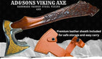 Qepaa Crafts® Viking Axe – 20" Fenrir Carved Norse Hatchet | Hand-Forged High Carbon Steel Axe with Ashwood Handle & Leather Sheath (LHA)