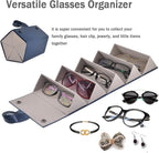 Kenpal Sunglasses Storage Organizer Holder Foldable Travel Case with 5 Slot Compartments for Multiple Glasses