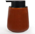 INGOFIN Ceramic Lotion Dispenser - 12 oz Refillable Hand Soap Dispenser Bathroom, Modern Liquid Soap Dispenser with Pump, Dish Dispenser for Kitchen,Kiln-Glazed Red