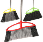 3-Pack Indoor Outdoor Broom Set with Soft & Stiff Bristles, Heavy Duty Sweeping Angle Broom for Corners, Long Handle for Garage, Warehouse, Concrete & Tile Floors