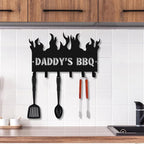 Generic Personalized BBQ Cooking Utensils Wall Hooks Rack for Dad Custom Grilling Tool Organizer Barbecue Tool Metal Storage Holders Grill Cutlery Hanger Father's Day Utensils Hanging Hooks (Style 3)