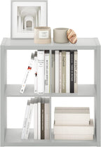 Furinno Cubicle Open Back Decorative Cube Storage Organizer, 4-Cube, Light Grey