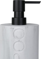 Matte White Shampoo Dispenser Modern Refillable Pump Bottle with Embossed Text, Durable Resin Construction for Bathroom and Kitchen