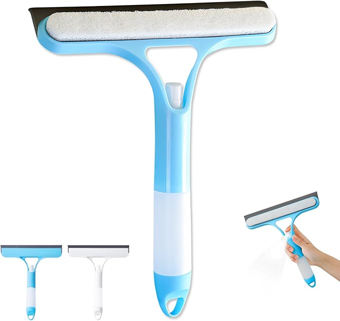 3 in 1 Spray Squeegee, 3 in 1 WindowSqueegee Cleaner, Spray WindowSqueegee Cleaner Tool with SprayBottle, for Car, Window (Blue)