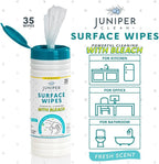 1 Pack Surface Cleaning Wipes with Bleach, All-Purpose Cleaner for Bathroom, Kitchen, Office, 35 Count Canister, 7.5" x 7" Sheet, Fresh Scent, Lint Free & Durable