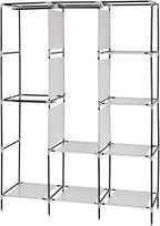 Portable Closet Wardrobe,71'' Closet Storage Organizer Rack with Shelves and Cover for Hanging Clothes, Non-Woven Fabric, Quick and Easy to Assembly (Blue)