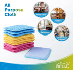 12 Pack Scrub & Wipe Cloths, Dual-Sided Sponges for Kitchen, All-Purpose Cloth for Dishes, Pots, Pans, Non-Stick Cookware, Countertops (Red, Yellow, Blue)