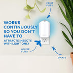 Flying Insect Trap Plug-in with Blue & UV Light – Indoor Bug Catcher for Gnats, House & Fruit Flies (1 Plug in Device & 3 Cartridges)