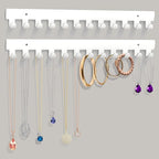 2 Pack Necklace Holder - Hanging Jewelry Organizer, Self-Adhesive, Wall Mount (White)