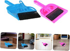 Mini Dustpan and Brush Set for Small Pets Cage Cleaning, 10pcs Bright Pink and Blue, Handheld Mini Broom and Dustpan for Hamsters, Chinchillas, Hedgehogs, and Reptile Habitat