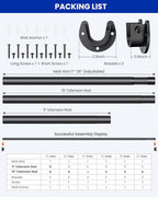 Supforce 2 PACK Closet Rods for Hanging Clothes, 17 to 69 Inches Stepless Adjustable Metal Closet Rod, 1.3 Inches Heavy Duty Clothes Hanging Rod for Closet Wardrobes Laundry RV, Black