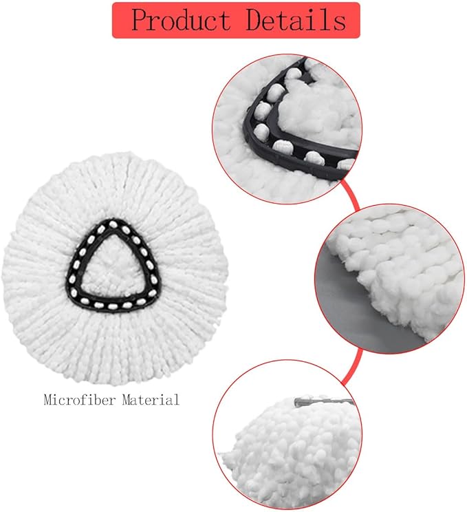 6-Pack Spin Mop Head Refills for Ocedar Easywring with 1 Base Head and 1 Mop Scrub Brush Head, Replacement Reusable Microfiber Mop Heads for O Cedar